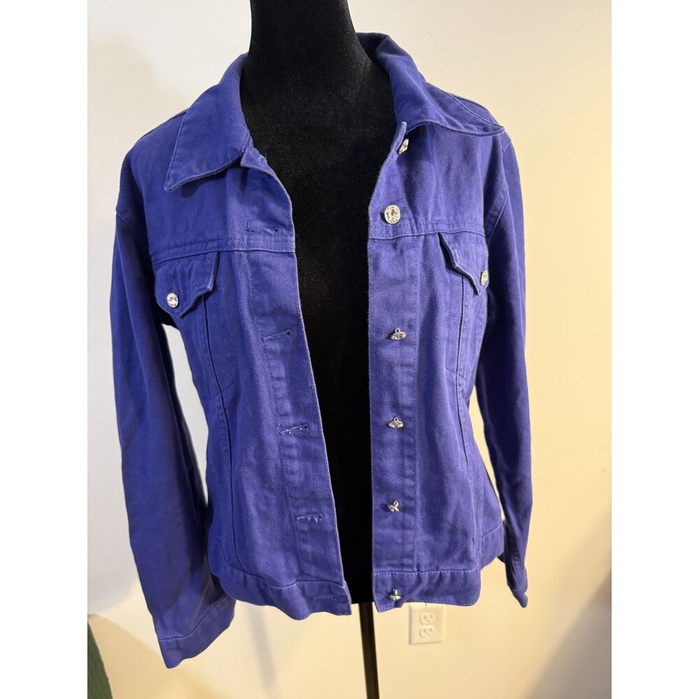 Christine Alexander Purple Denim Jacket — Crystal Jewel Buttons